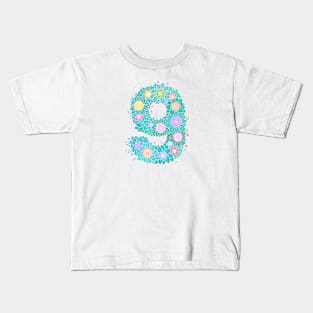 "9" Floral Letter Number Kids T-Shirt